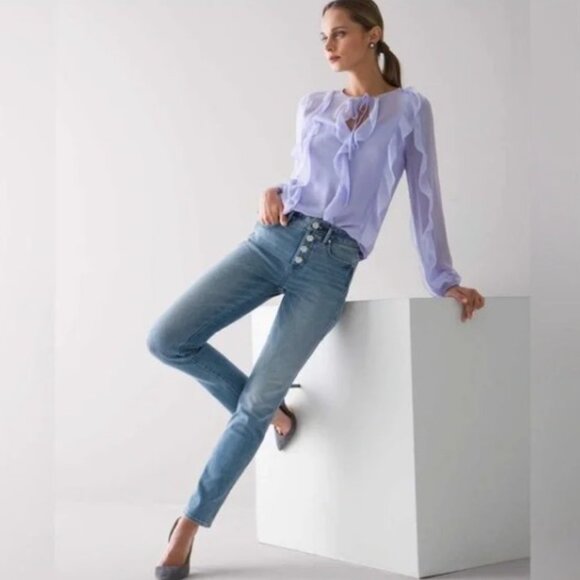 WHITE HOUSE BLACK MARKET JEANS THE SCULPT Size 6 Women's High-Rise Bling! EUC - Picture 3 of 11